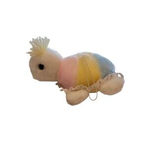 Vintage Eden Toys Multi Color Pastel Turtle 8" Stuffed Animal Plush Yarn READ
